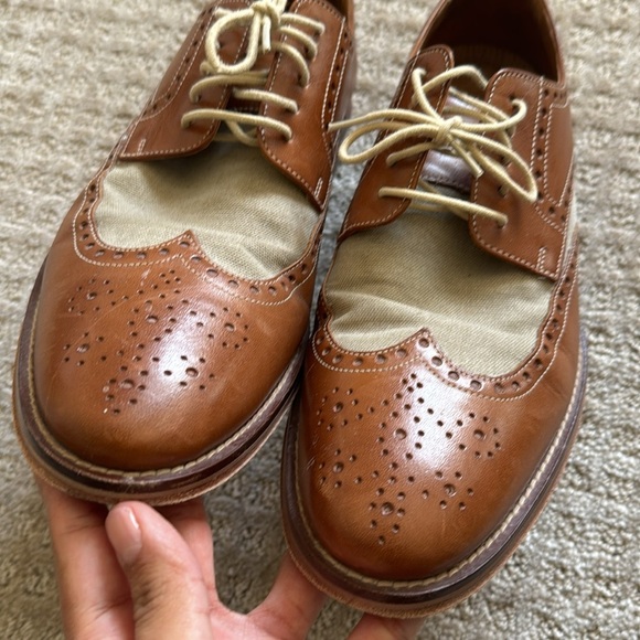 J. Murphy Wingtip Derby Dress Up Brown Leather Shoes size 8.5M - Picture 2 of 9